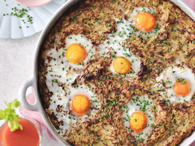 Megarösti met gebakken eieren