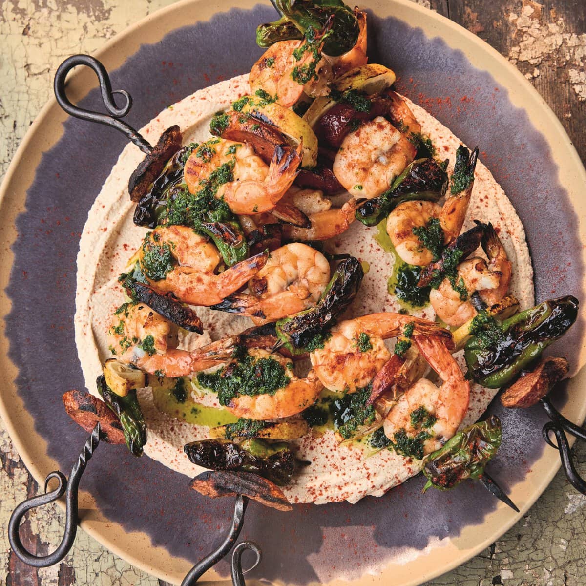 garnalen aan een spies