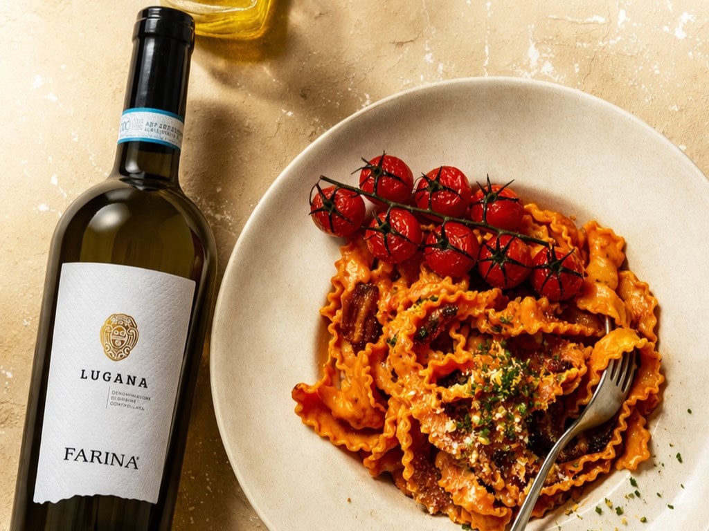 Mafaldine wijnkring met Farina Lugana wijn