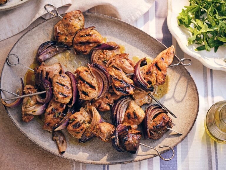 Varkenshaasspiesjes met sinaasappel-rozemarijnmarinade