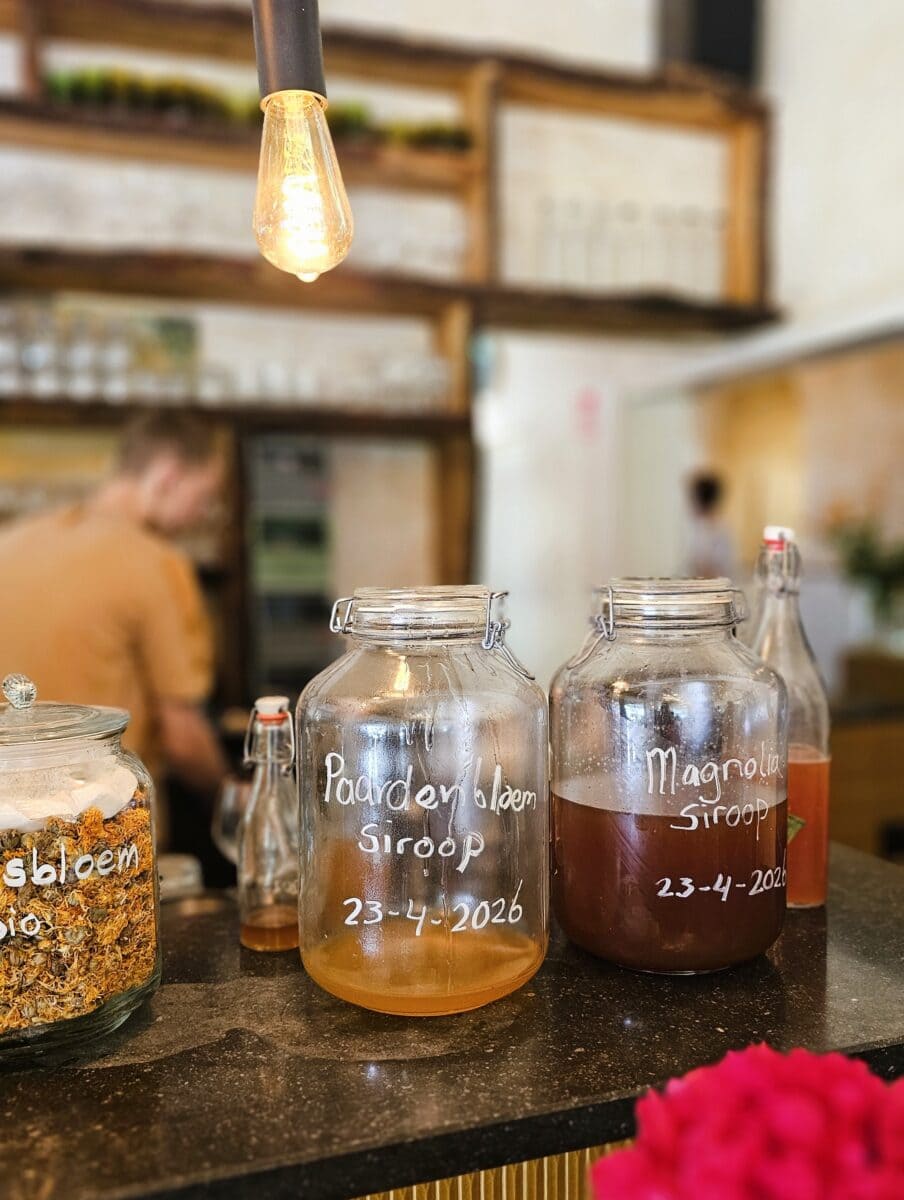 Potten op de bar bij Restaurant Salie