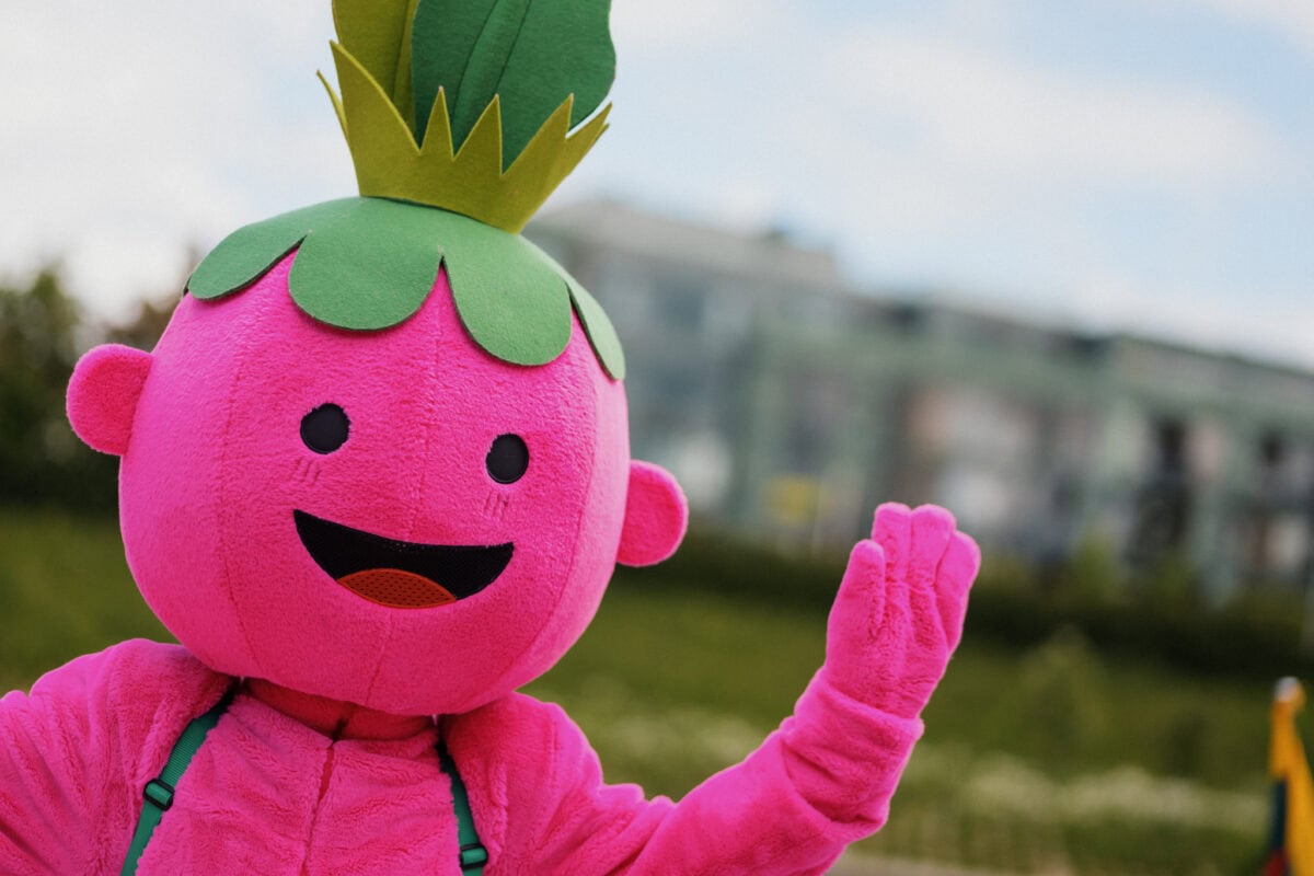 Mascotte van het Pink Soup Fest in Vilnius