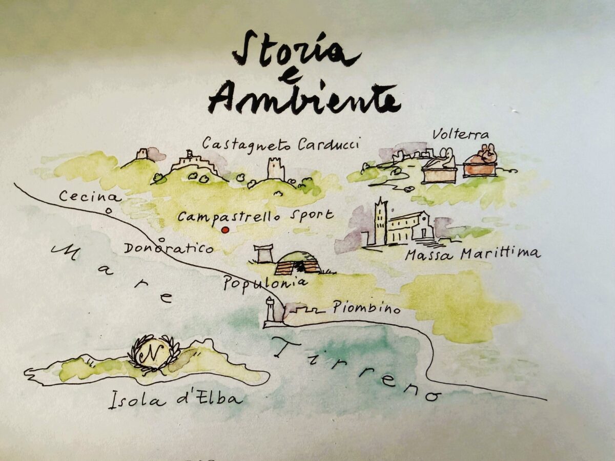 De ligging van wijnregio Bolgheri in Italië