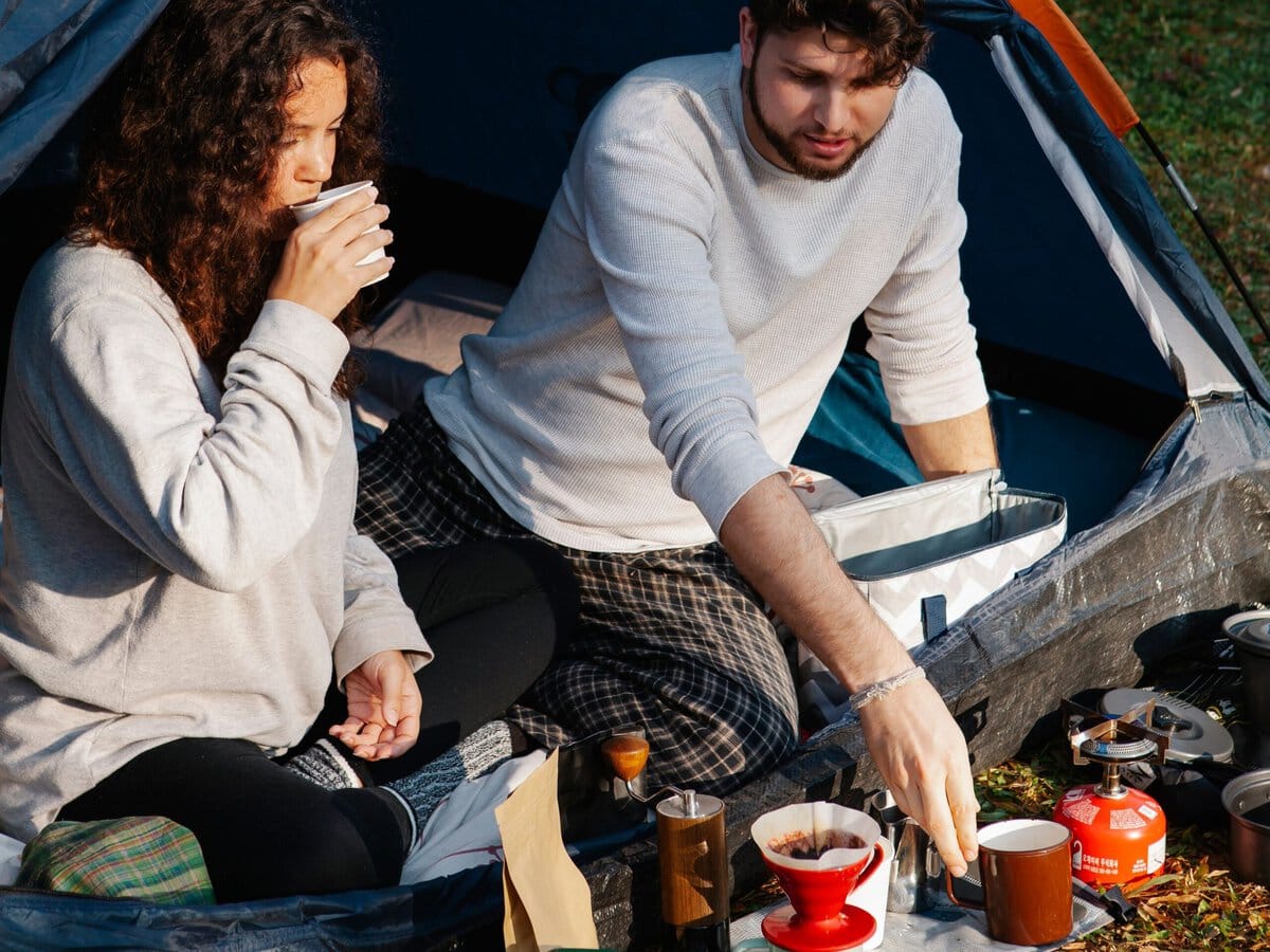 ontbijt camping bij de tent