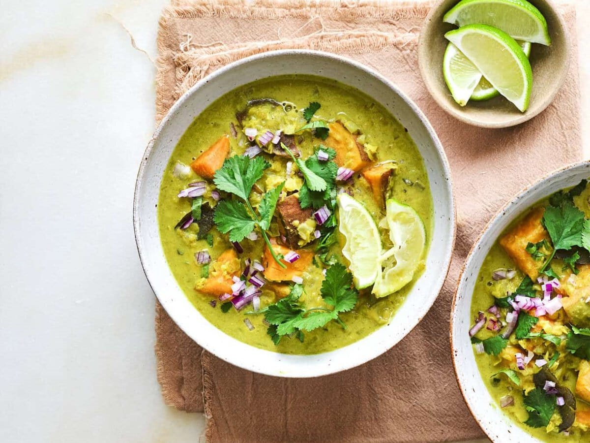 Curry met zoete aardappel en linzen