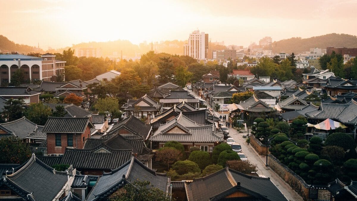 Zonsondergang in Jeonju, Zuid-Korea